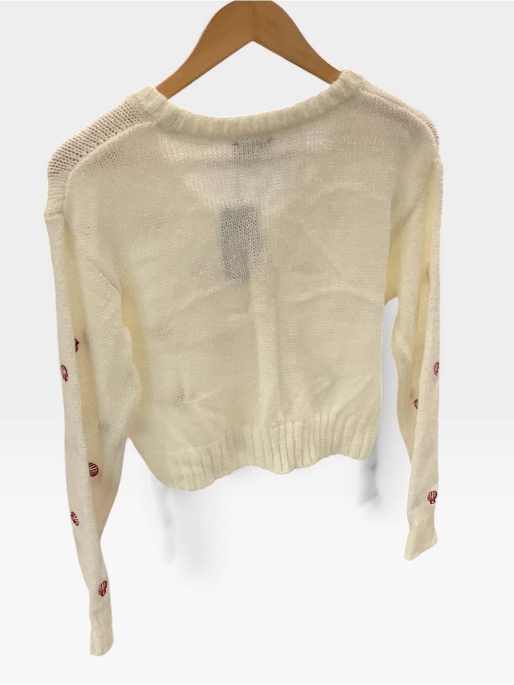 Cream Shell-Embroidered Button Cardigan - Picture 2 of 3